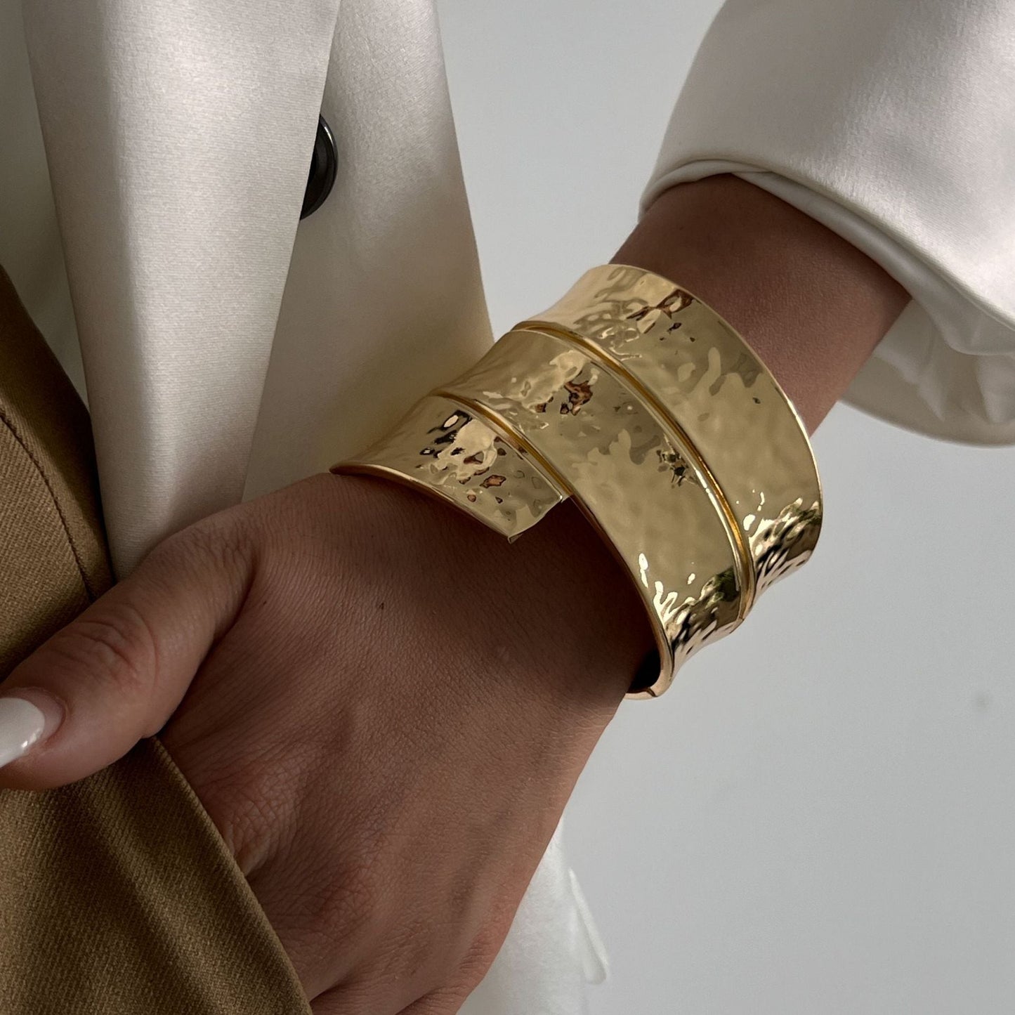 Desire Hammered Cuff Bracelet Set
