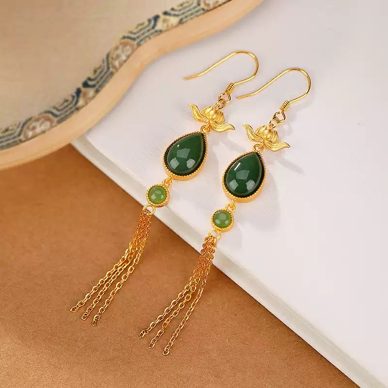 Juliet Emerald Elegance Tassel Earrings