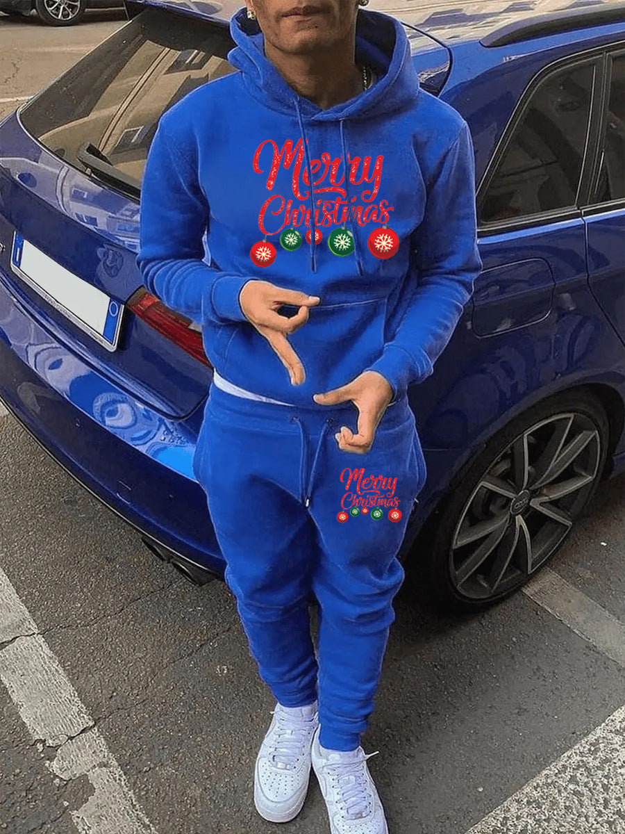Women's Hoodie and Sweatpants Set with Festive Christmas Pattern