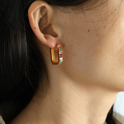 Blossom Geometric Zircon Hoops