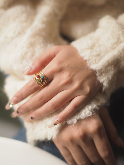 Neena Multi-gemstone Adjustable Ring