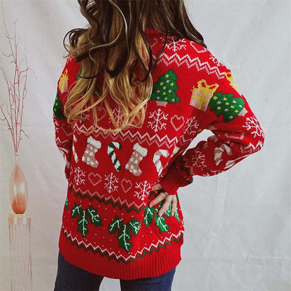 Christmas Knit Sweater with Snowflake Motif