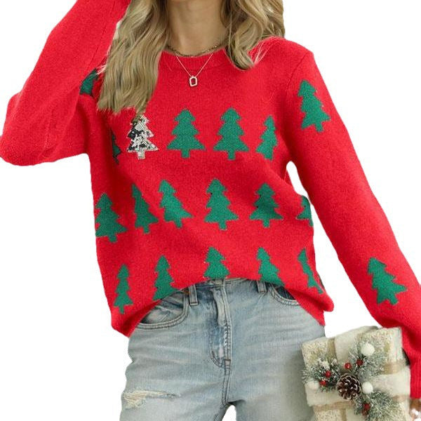 Women's Cozy Christmas Sweater with Festive Fir Tree Design R&B