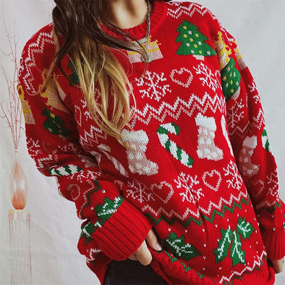 Christmas Knit Sweater with Snowflake Motif