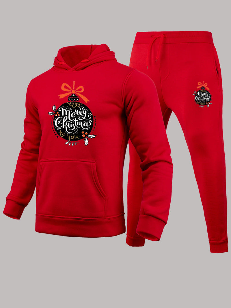 Women's Hoodie and Sweatpants Set with Festive Christmas Motif