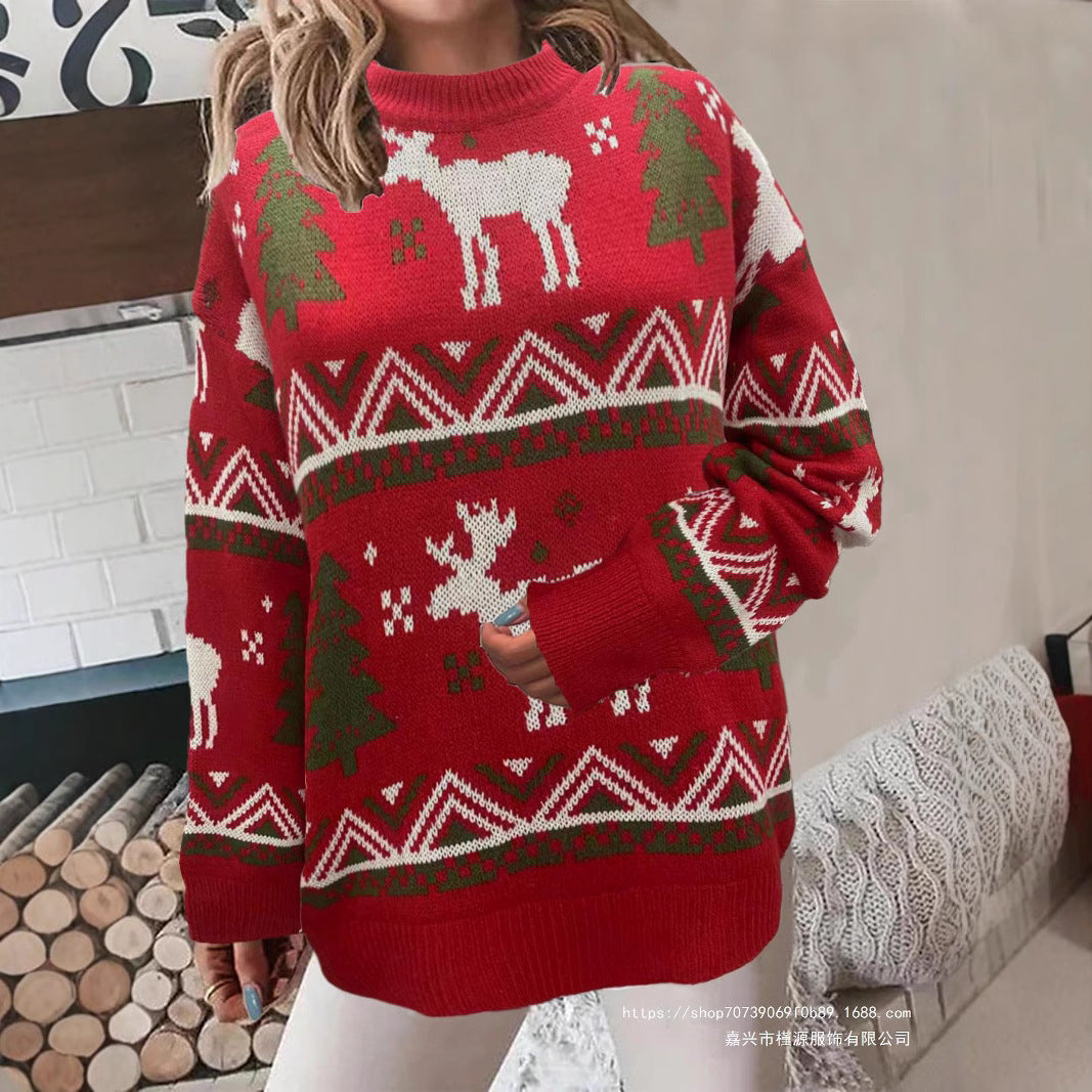 Women's Cozy Christmas Sweater with Festive Motif and High Fit