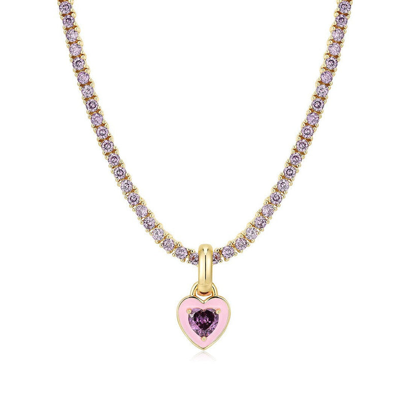 Heart Pendant Gemstone Tennis Necklace