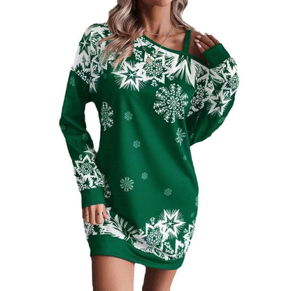 Women's Wintry Christmas Dress with Playful Snowflake Pattern R&B