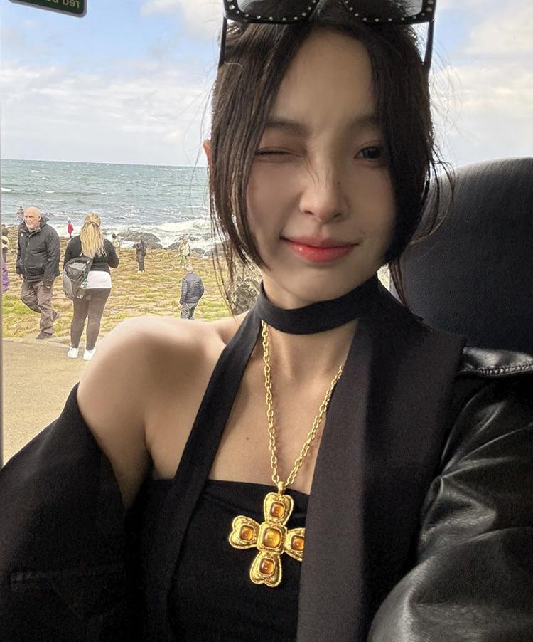 Amber Cross Pendant Necklace