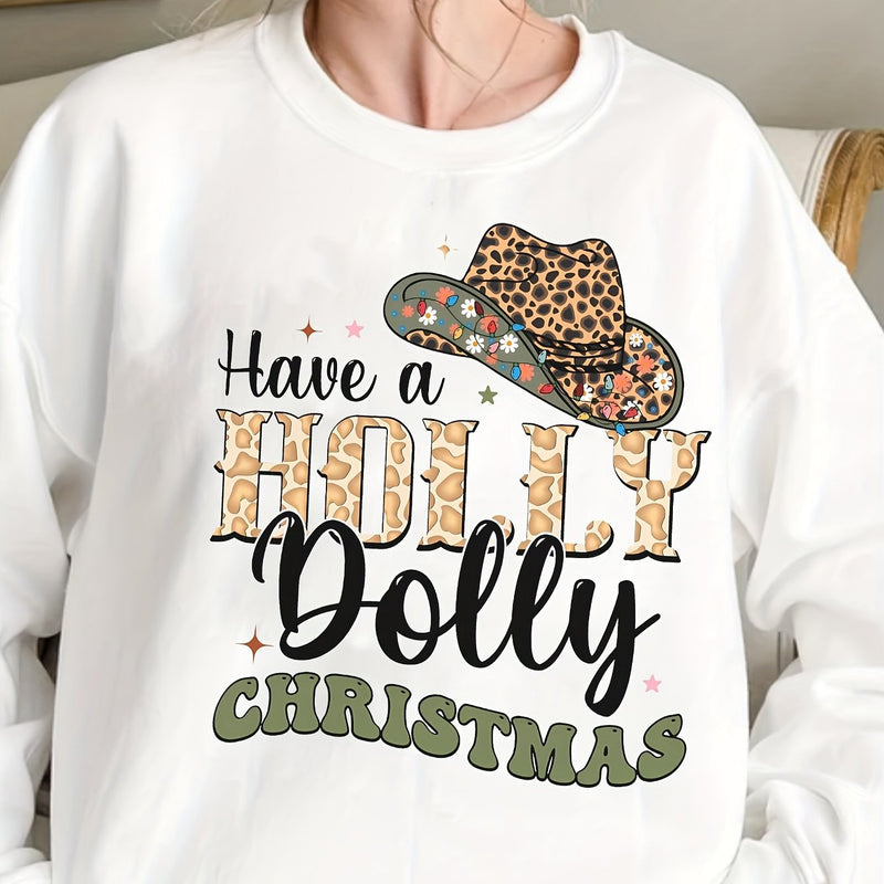 Women's Sweatshirt with Creative Christmas Motif and Stylish Lettering