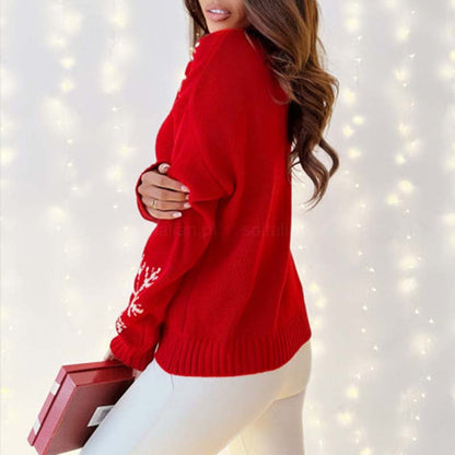 Christmas Knit Sweater with Cheerful Motif