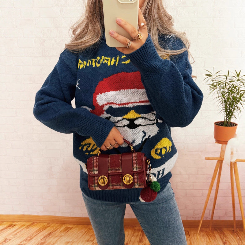 Women's Festive Knit Sweater with Christmas Motif R&B