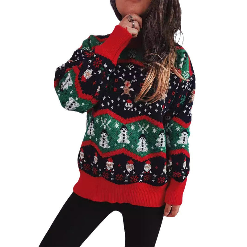 Women's Christmas Sweater with Festive Design and Playful Motifs R&B