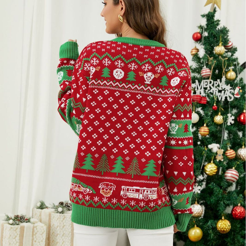 Women's Cozy Christmas Sweater with Creative Saying and Festive Design R&B