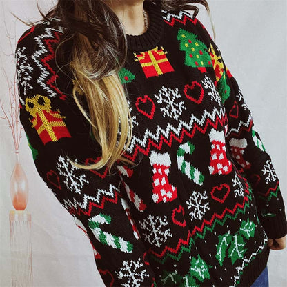 Christmas Knit Sweater with Snowflake Motif