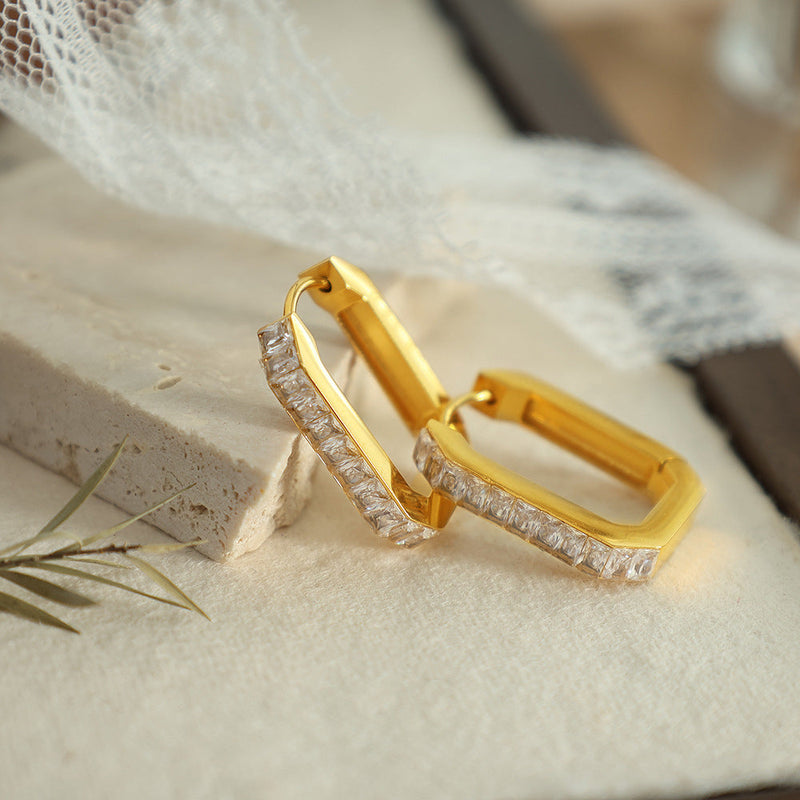 Blossom Geometric Zircon Hoops