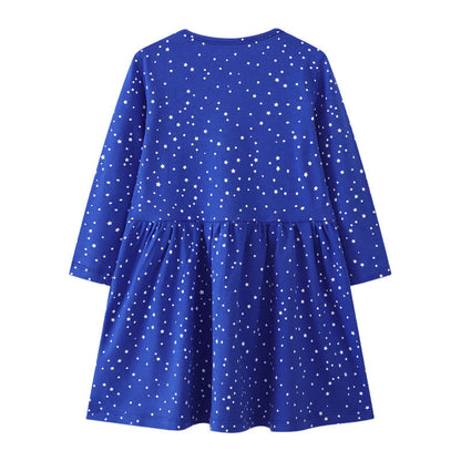 Girls' Long-Sleeve Dress with Christmas Motif R&B
