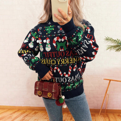 Women's Christmas Sweater with Nordic Design and Festive Motifs