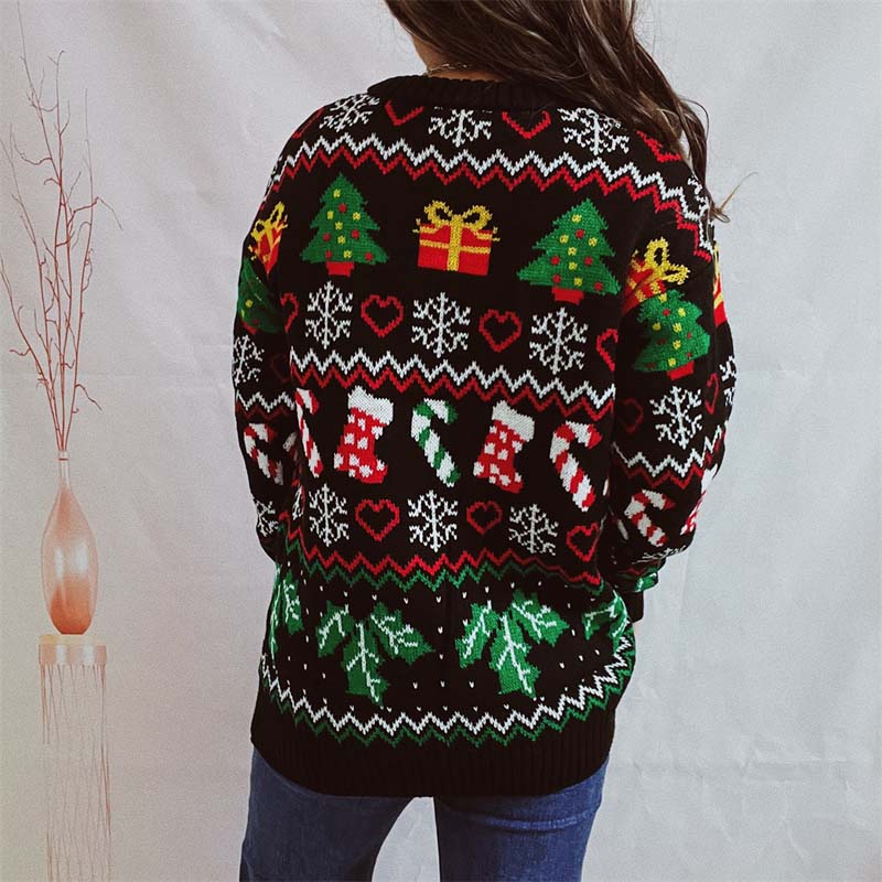 Christmas Knit Sweater with Snowflake Motif