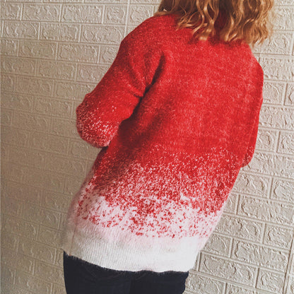 Women's Festive Knit Sweater with Wintry Snowflake Motif R&B