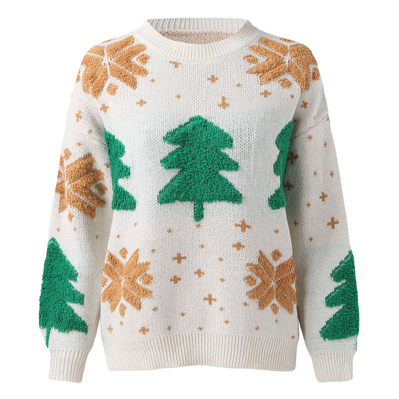 Women's Patterned Christmas Sweater with Festive Design and Cozy Fit