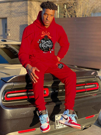 Women's Hoodie and Sweatpants Set with Festive Christmas Motif