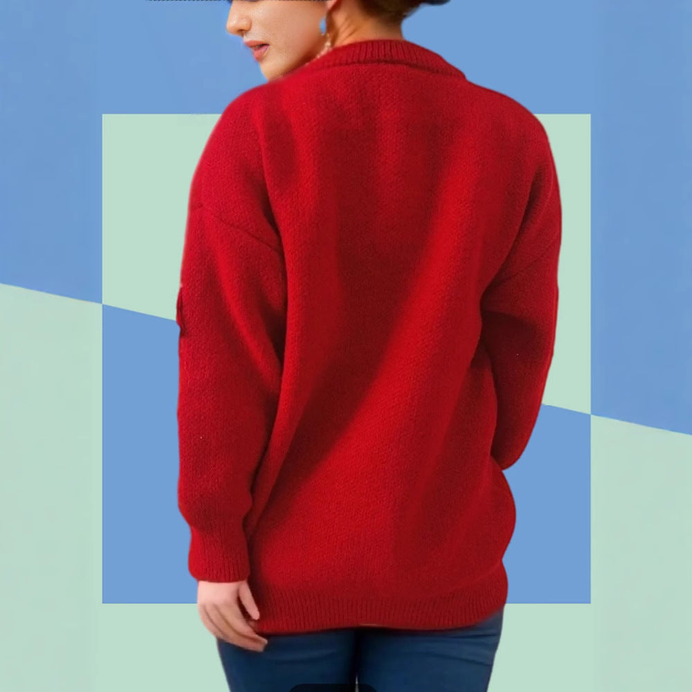 Women's Christmas Sweater with 3D Elements and Festive Appliqués R&B