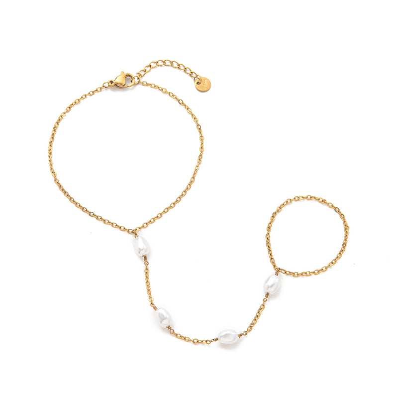 Elliette Gold Plated Finger Chain Bracelet