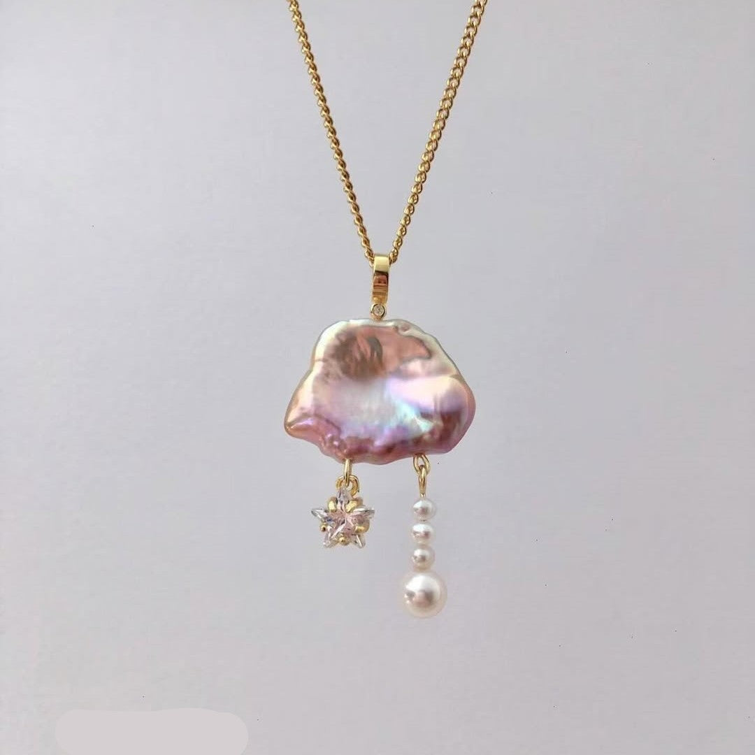 Alizae Pearl Moon Star Necklace