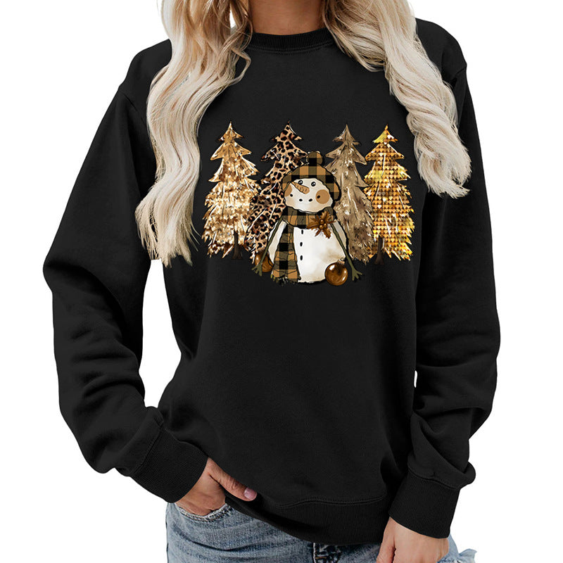 Women's Sweatshirt with Creative Snowman Design and Soft Lining