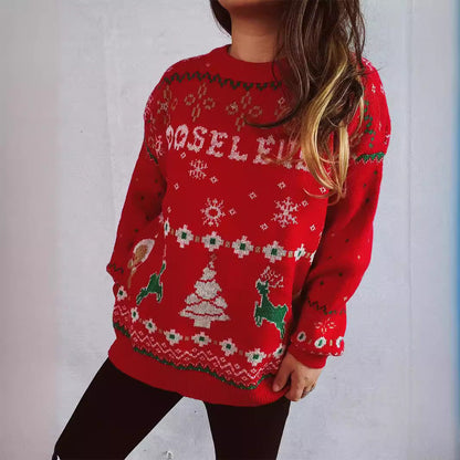 Women's Christmas Sweater with Festive Motif and Soft Material R&B