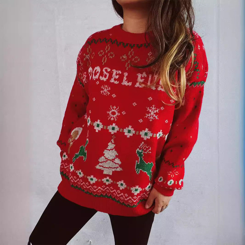 Women's Christmas Sweater with Festive Motif and Soft Material R&B