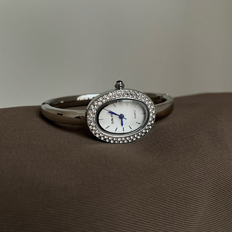 Anorah Diamond Oval Bracelet Watch