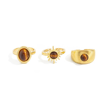 Organic Gemstone Open Ring Set