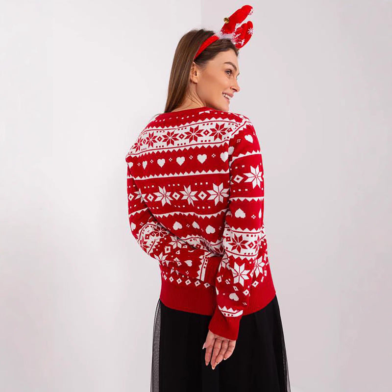 Women's Christmas Sweater with Festive Motif and Cozy Knit