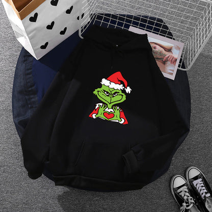 Women's Comfortable Hoodie with Grinch Motif