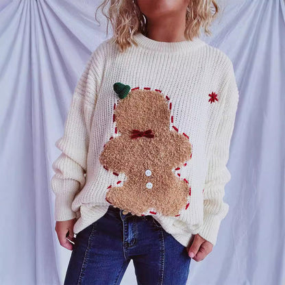 Women's Festive Sweater with Christmas Cookie Design R&B