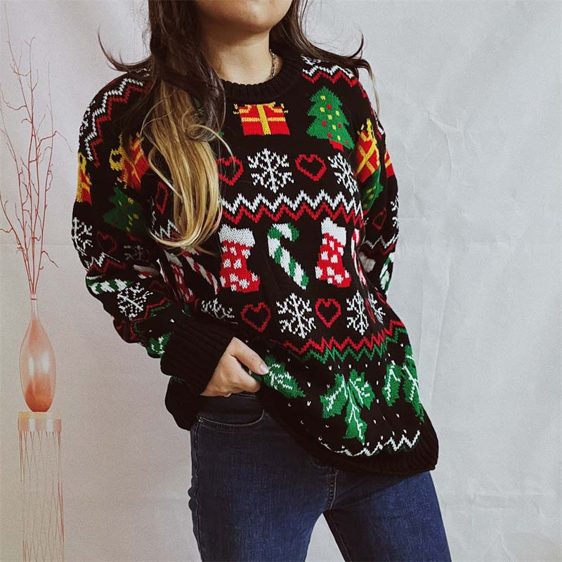 Christmas Knit Sweater with Snowflake Motif