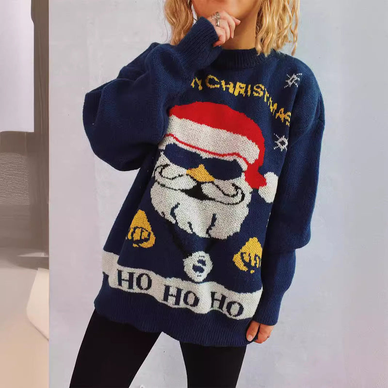 Women's Christmas Sweater with Festive Motif and Oversized Cut R&B