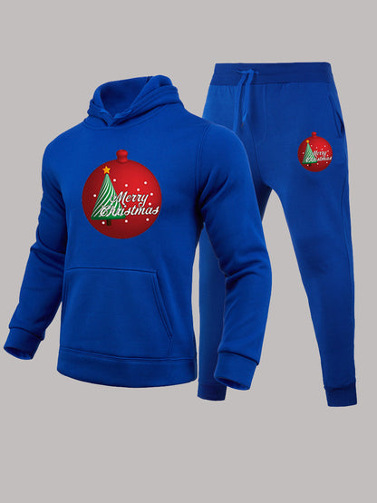 Women's Casual Hoodie and Sweatpants Set with Festive Christmas Motif