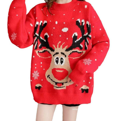 Women's Christmas Sweater with Unique Reindeer Motif R&B