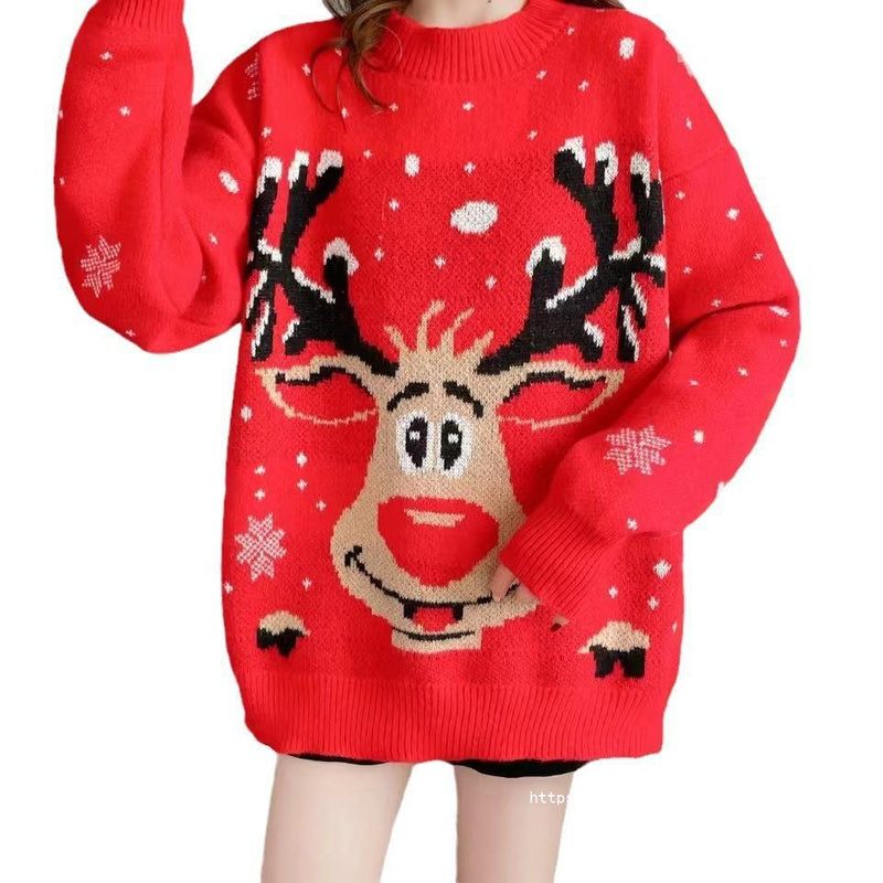 Women's Christmas Sweater with Unique Reindeer Motif R&B