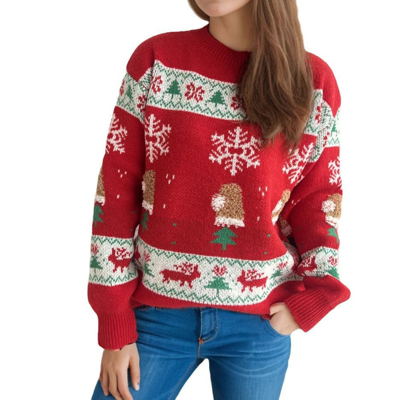 Women's Christmas Sweater with Festive Motifs and Soft Knit R&B