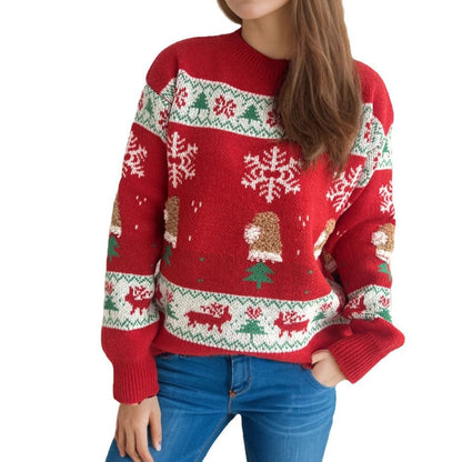 Women's Christmas Sweater with Festive Motifs and Soft Knit