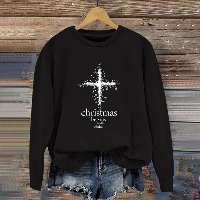 Women's Sweatshirt with Christmas Motif and Soft Lining
