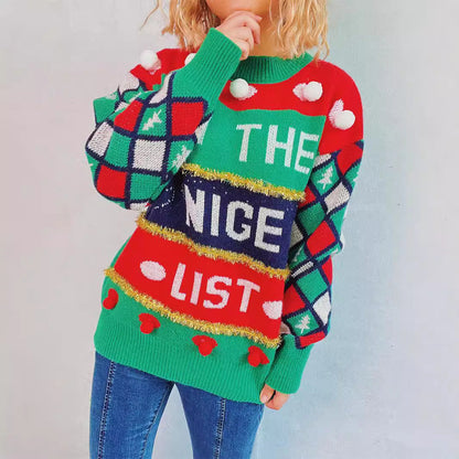 Women's Festive Sweater with Christmas Design and Playful Details R&B