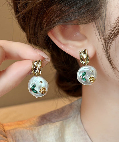 Original Design Gold Copper Alloy Pearl Drop Earrings