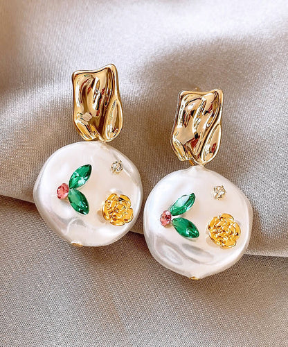 Original Design Gold Copper Alloy Pearl Drop Earrings