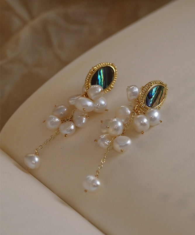 Original Design Gold Sterling Silver Alloy Pearl Tassel Drop Earringsfine Silk Sterling Silver Broken Silver Gypsophila Necklace Et009