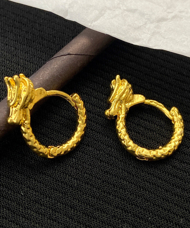 Original Design Gold Sterling Silver Overgild Animal Hoop Earrings Kx1032